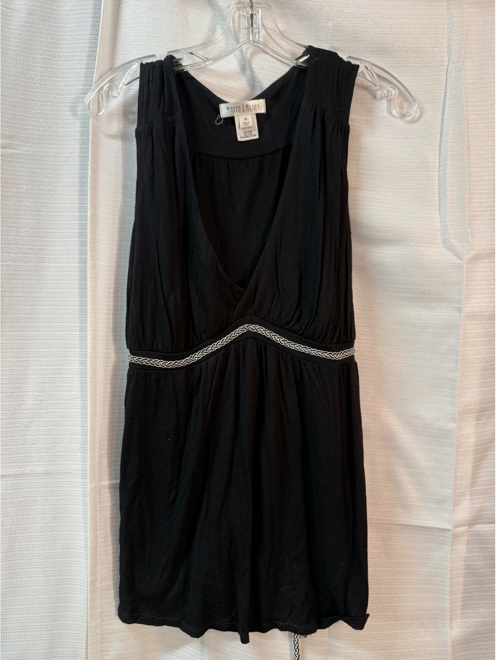 White House Black Market Black Rayon Sleeveless Dress with Belt XL